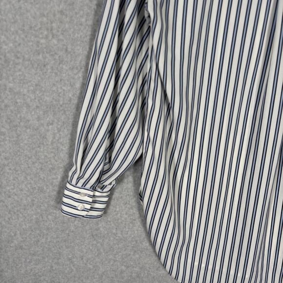 H&M‎ Blouse Womens 6 Small White Blue Striped Tunic Popover Shirt Career Office - Picture 9 of 11